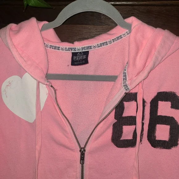 PINK Victoria's Secret Zip-Up Hoodie Pink Size L - Picture 3 of 6
